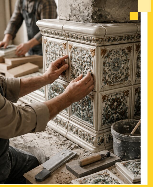 Изразцовые камины под ключ в Ярцеве: проект и монтаж