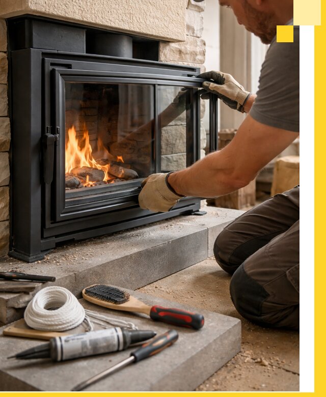 Производство, монтаж и доставка каминов со стеклом в Ярцеве