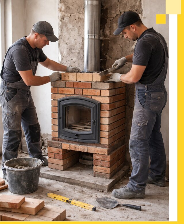 Монтаж печи камина под ключ в Ярцеве с гарантией и пусконаладкой