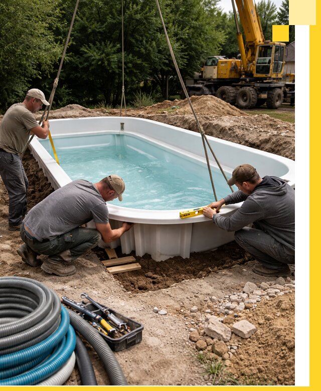 Установка и монтаж композитных бассейнов под ключ в Ярцеве