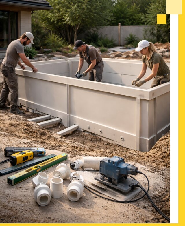 Установка полипропиленовых бассейнов под ключ в Ярцеве