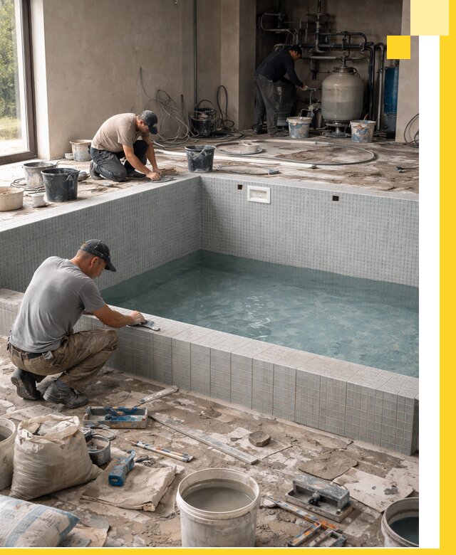 Строительство и монтаж бассейнов в помещении в Ярцеве