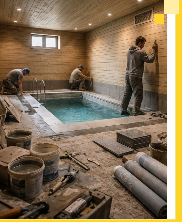 Строительство бани с бассейном и сауной под ключ в Ярцеве