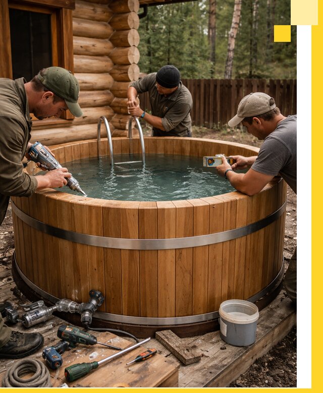 Строительство бань с купелью под ключ и отделкой в Ярцеве