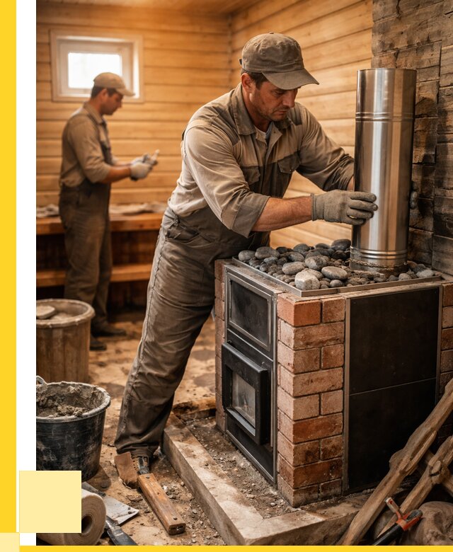 Монтаж печи в бане под ключ в Ярцеве от 20348 р. | ЭриданРцв