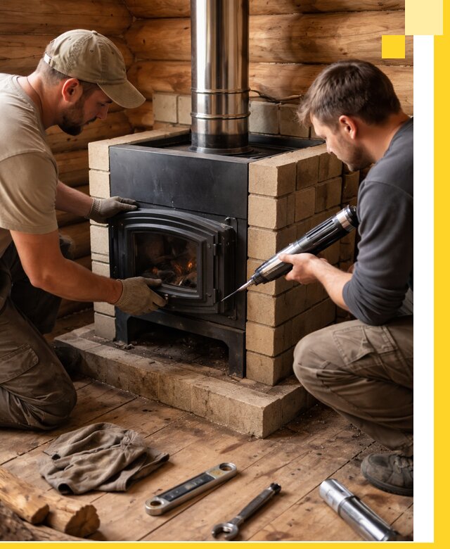 Монтаж и установка печи в бане под ключ с гарантией в Ярцеве