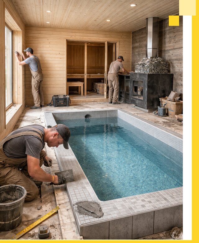 Проект бани с бассейном и сауной в Ярцеве под ключ