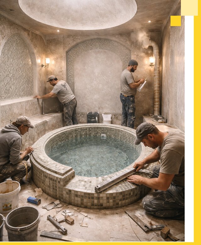 Профессиональное строительство хамама с бассейном в Ярцеве под ключ