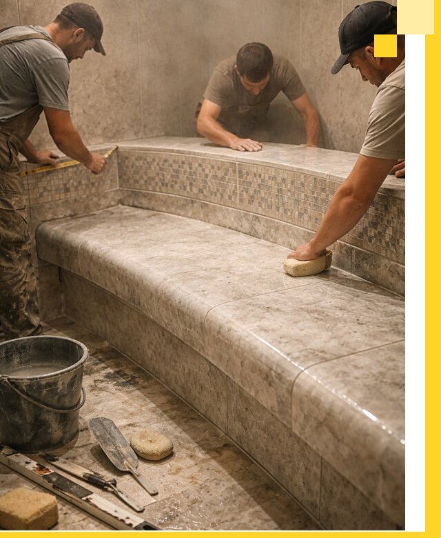 Изготовление и установка сидений для хамама в Ярцеве